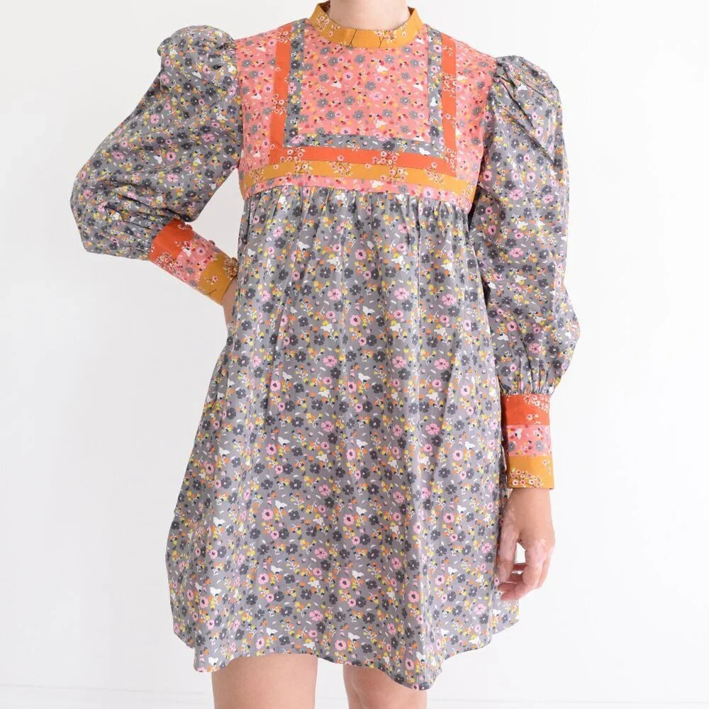 Celia B BuckEye Tree Puff Sleeve Multicolor Floral Mini Dress S